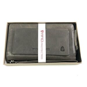 Spikes & Sparrow Antique Gray Leather Aspen Wristlet Zip Wallet RFID Protected